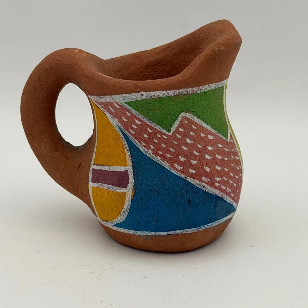 Southwestern Hand Painted Mini Pottery‎ Pitcher Terracotta 3